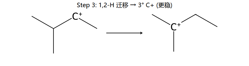 WM step 3: 1,2-H 迁移 → 3° C+