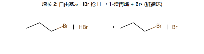 增长 2: 自由基 + HBr → 卤代物 + Br•