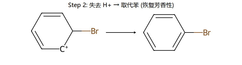EAS Step 2: 失 H+ → 取代苯