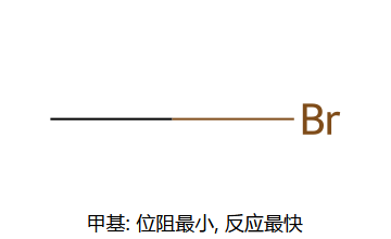 甲基溴: 位阻最小
